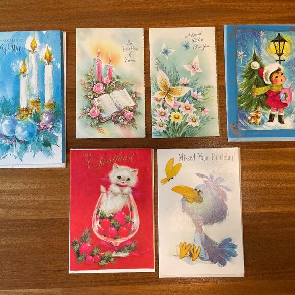 American Greetings Other - Vintage Greeting Cards Bundle - Colorful Christmas (3), Birthday, Cheer, Sorrow